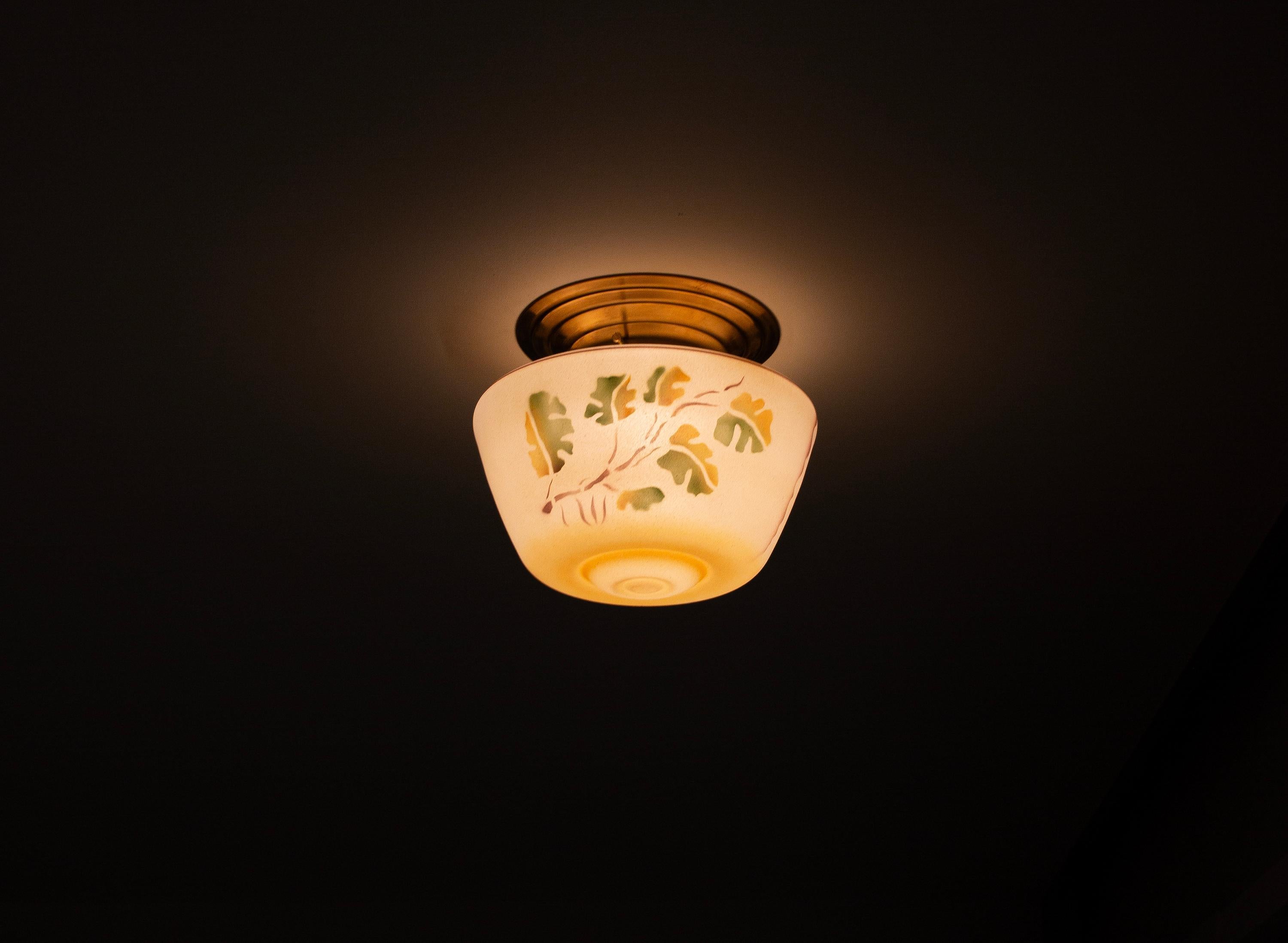 Scandinavian Art Deco Flush Mount Ceiling Light, 1920s For Sale 3