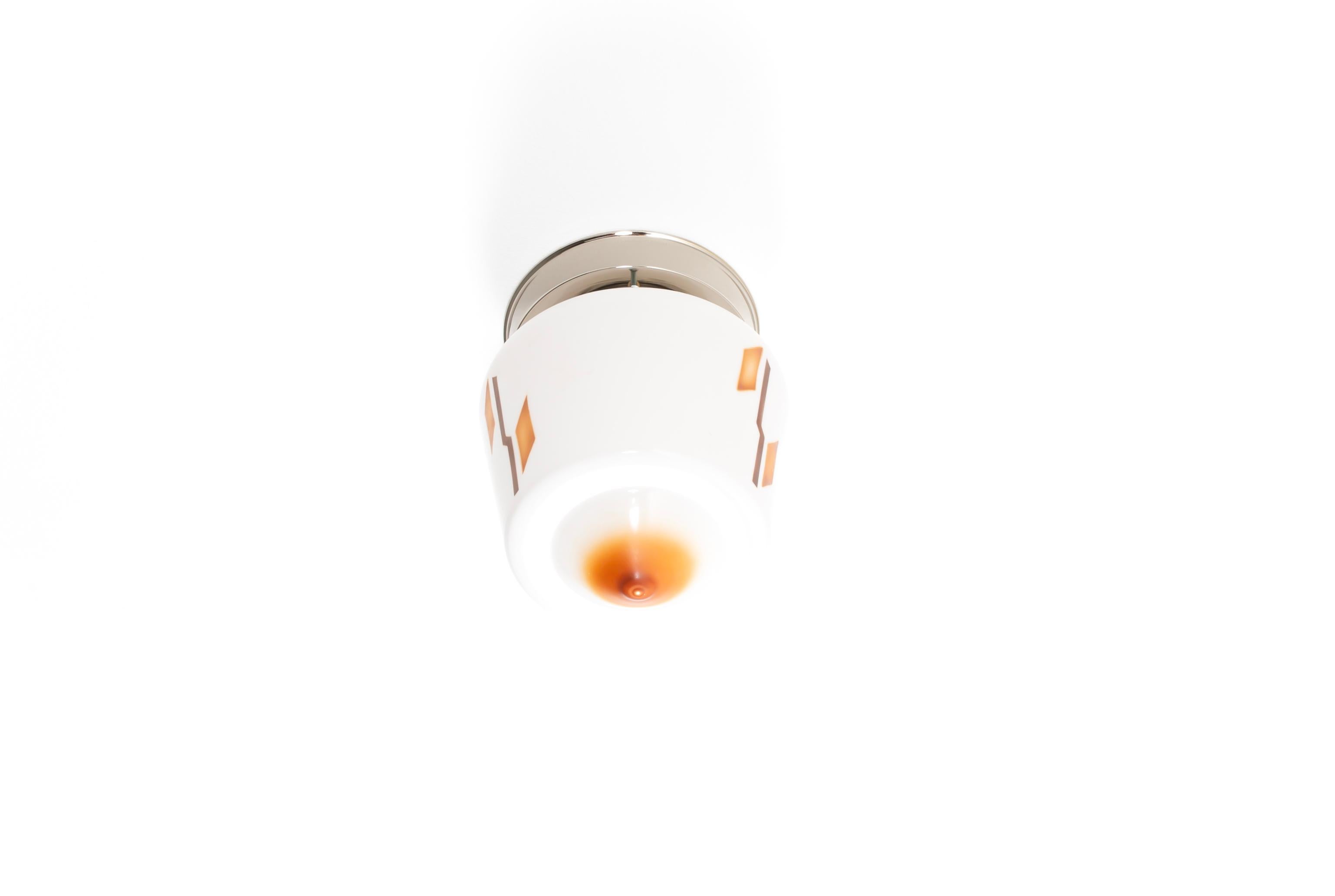 Opaline Glass Scandinavian Art Deco Flush Mount Ceiling Light, 1930s For Sale