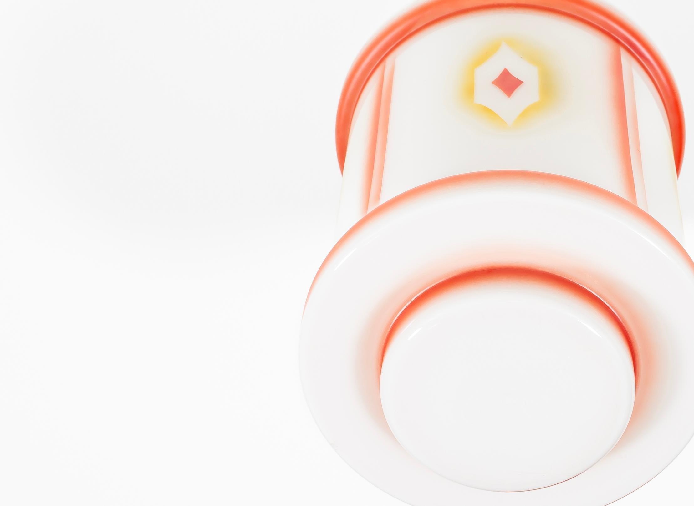 Opaline Glass Scandinavian Art Deco Flush Mount Ceiling Light, 1930s For Sale