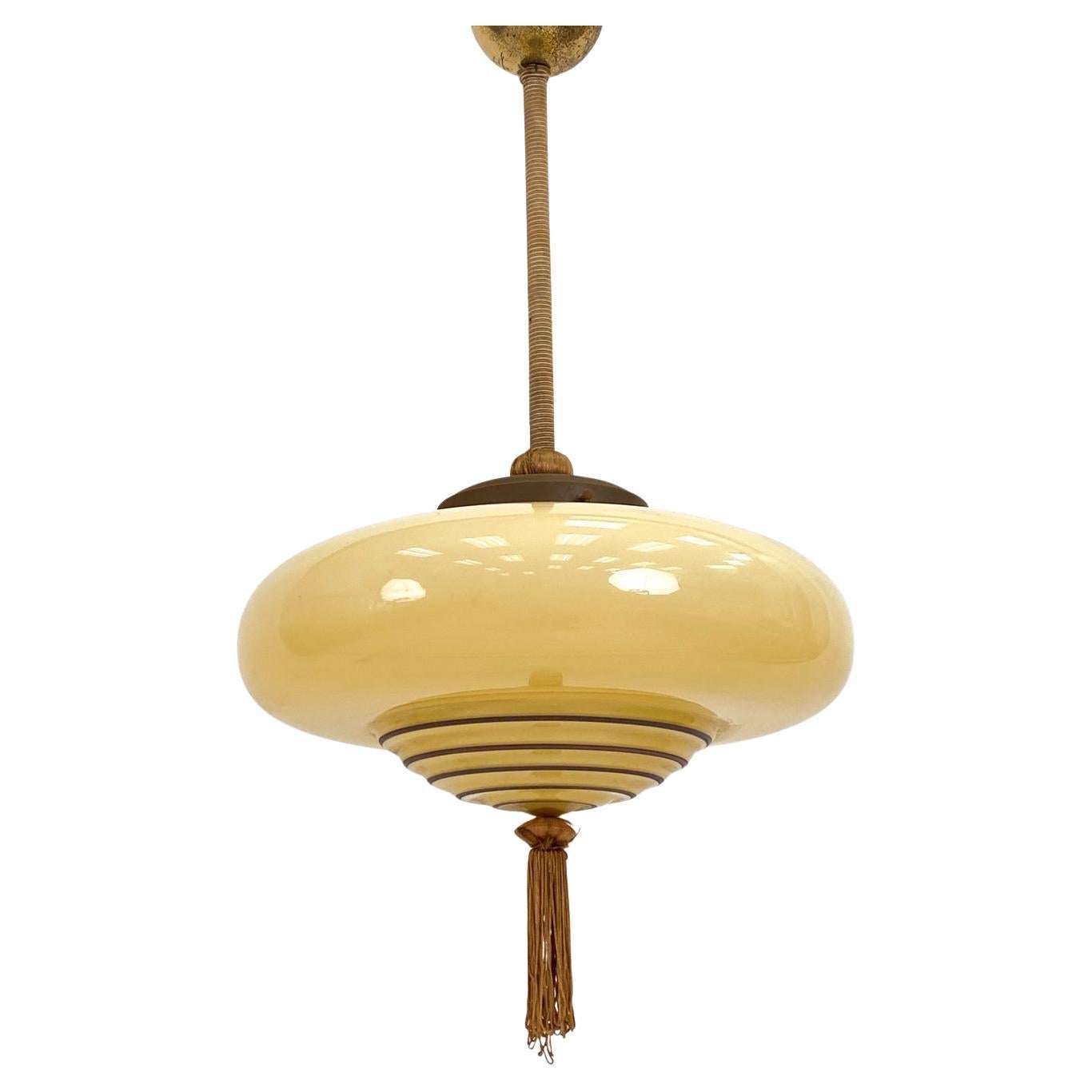 Scandinavian Art Deco Glass Ceiling Lamp, Circa 1930s