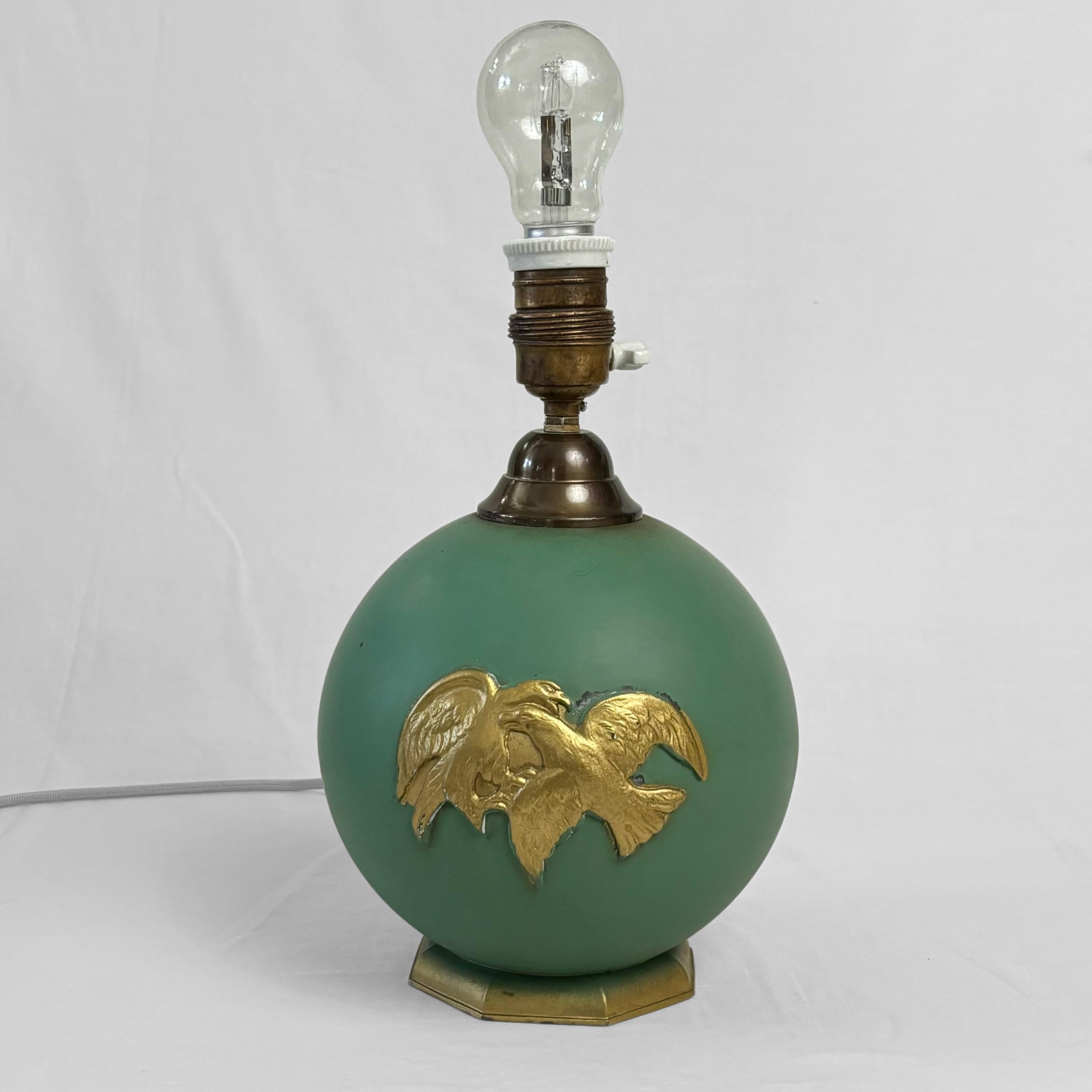 Mid-20th Century Scandinavian art deco globe table lamp, Stjärnmetall, Sweden, 1930s For Sale
