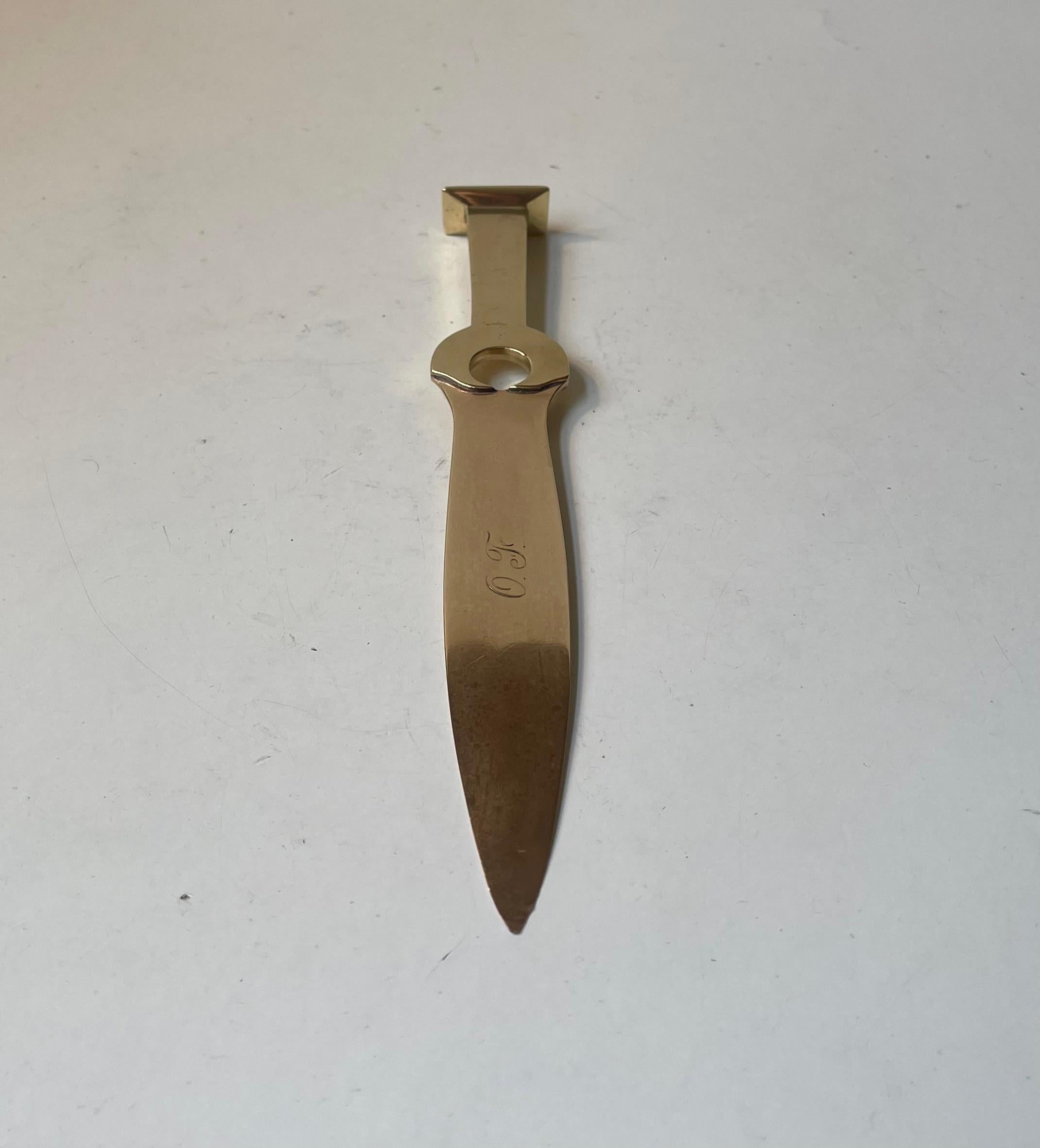 Skandinavischer Brieföffner im Art déco-Stil aus Messing, 1930er Jahre im Angebot 2