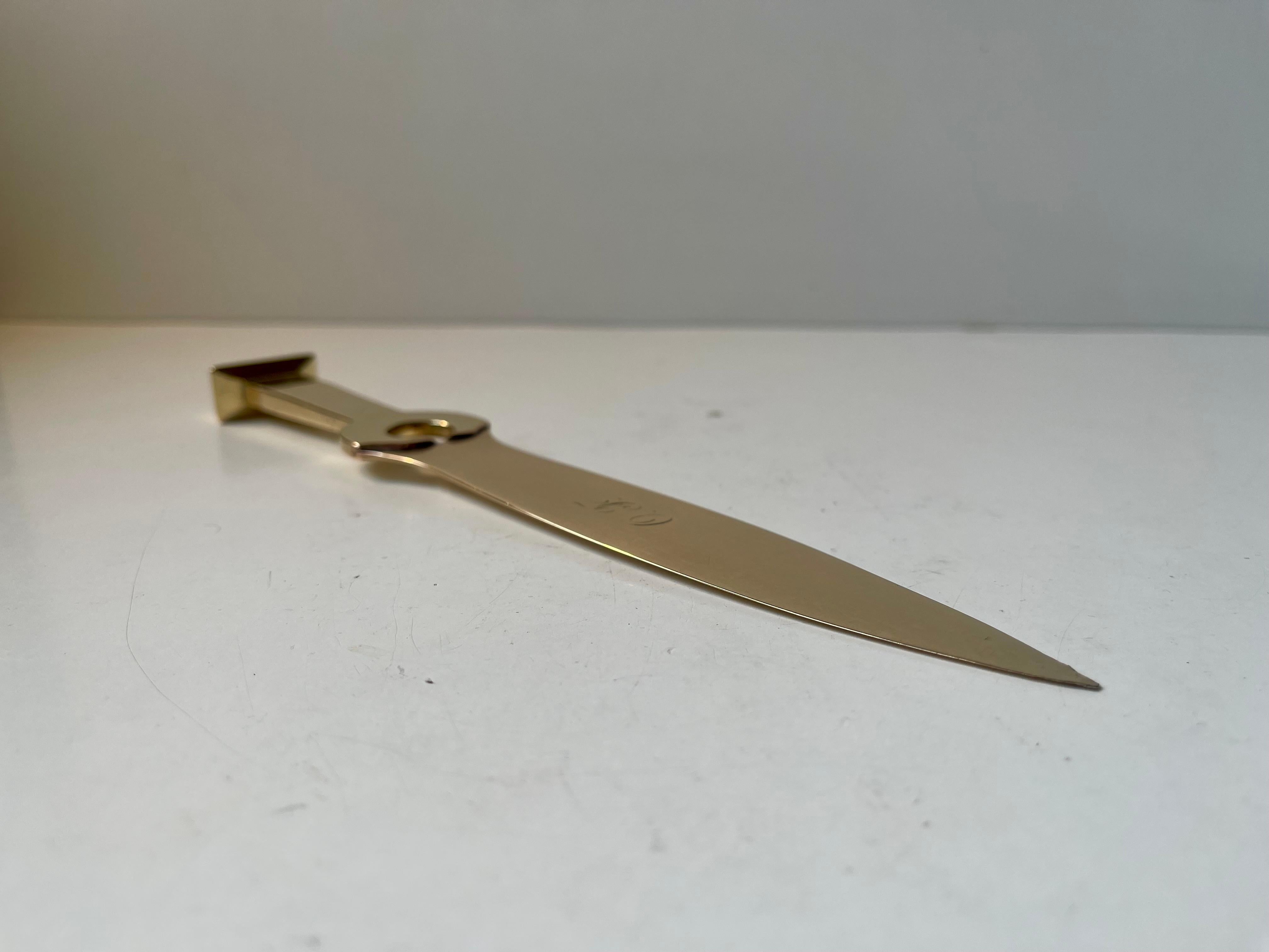 Skandinavischer Brieföffner im Art déco-Stil aus Messing, 1930er Jahre im Angebot 3