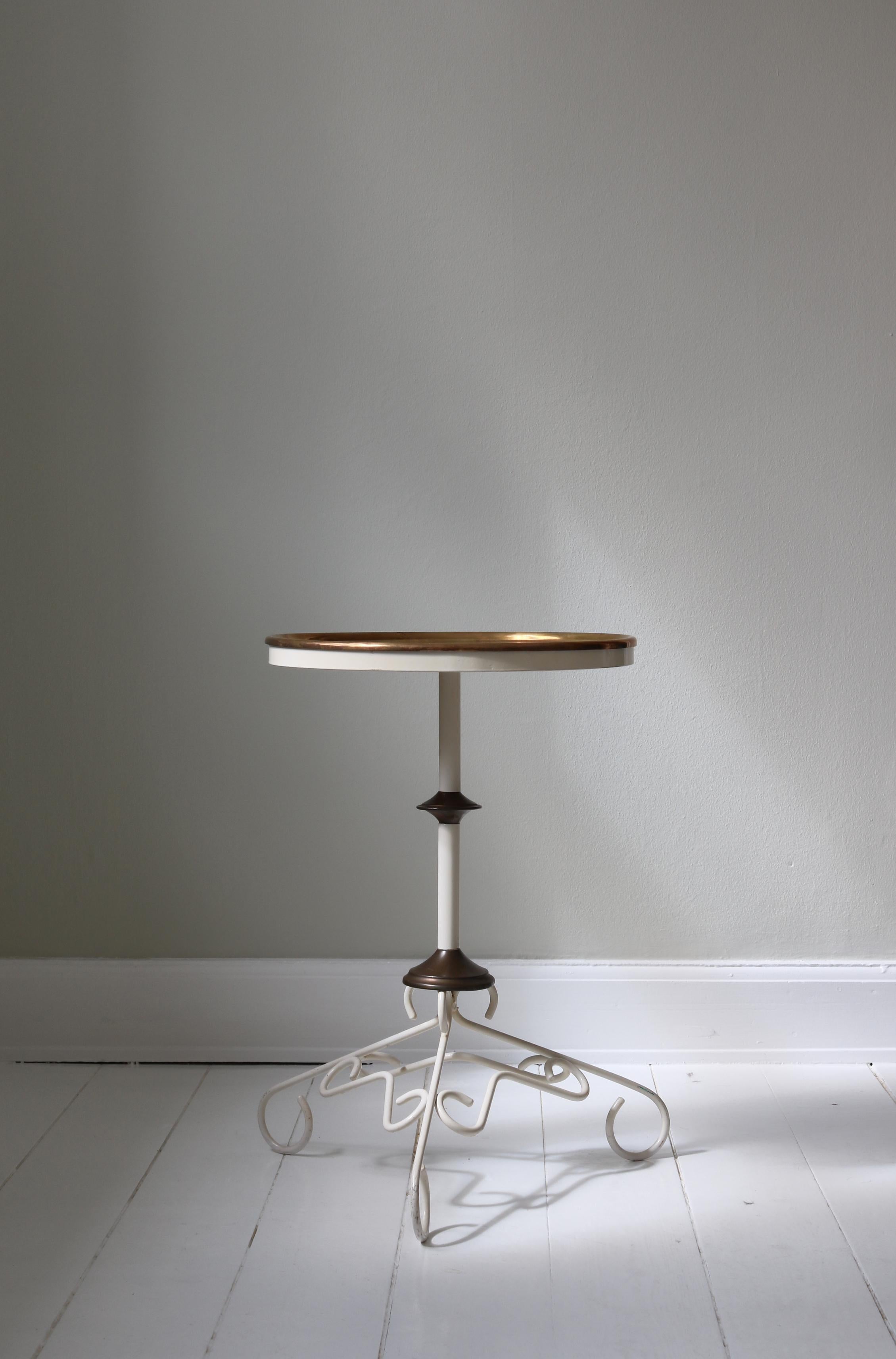 Danish Scandinavian Art Deco Occasional Table in Patinated Brass & Iron, 1930s For Sale