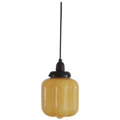 Antique Scandinavian Art Deco Opaline Glass Pendant Lamp, 1930s