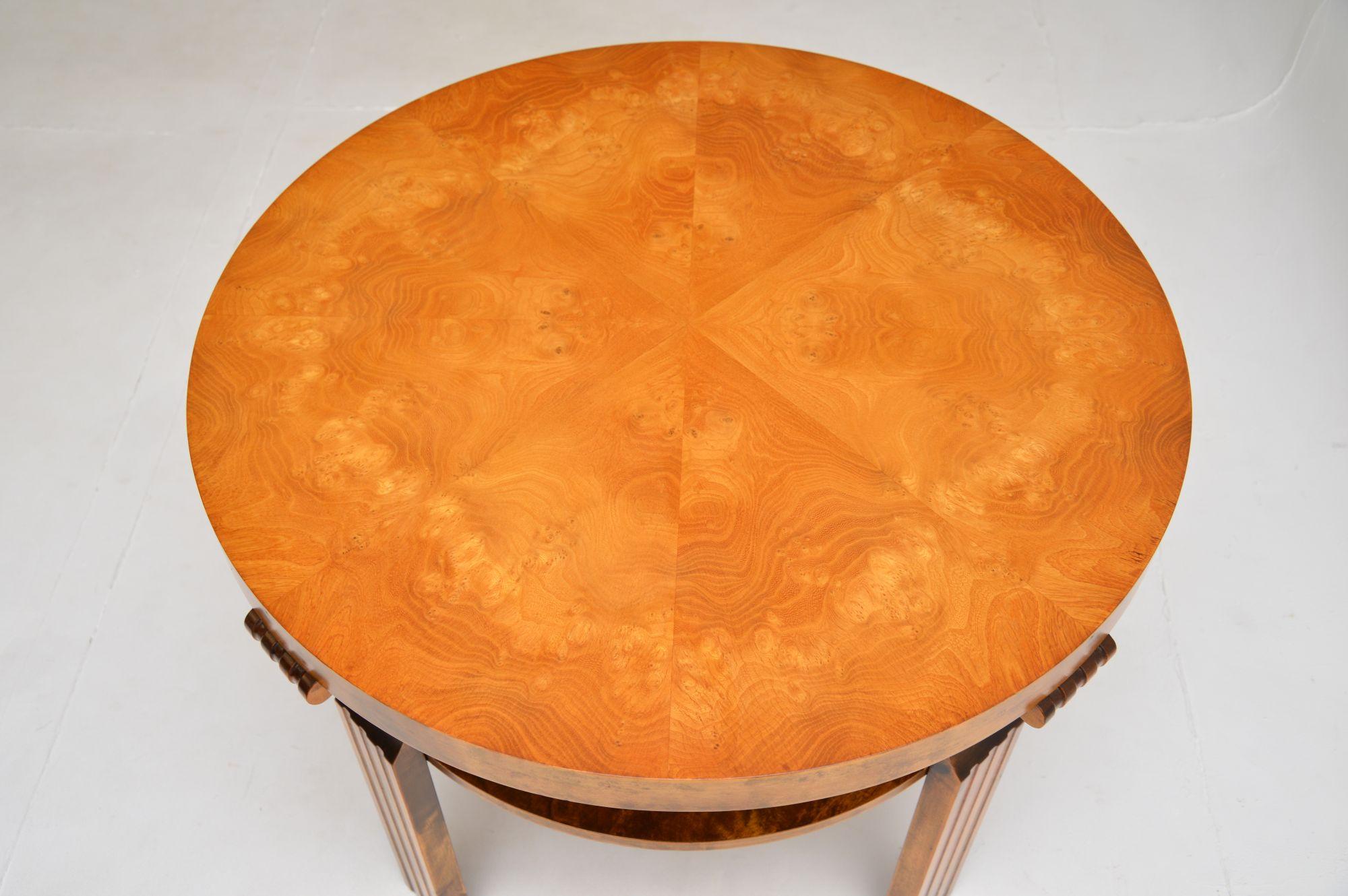 Scandinavian Art Deco Satin Birch Coffee Table For Sale 1