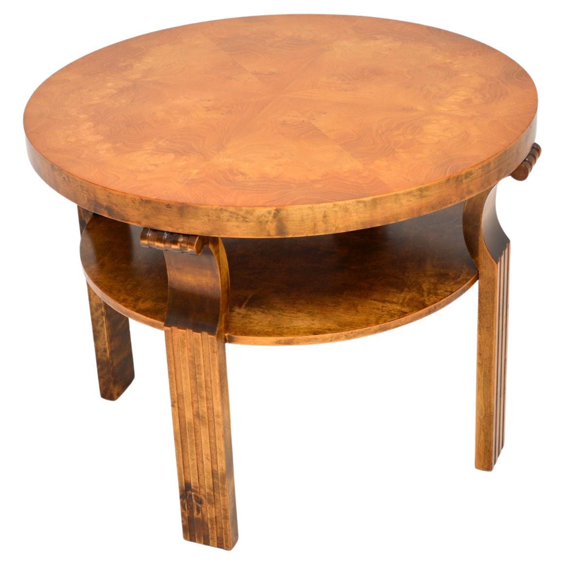 Scandinavian Art Deco Satin Birch Coffee Table For Sale