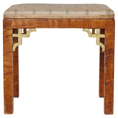 Used Scandinavian Art Deco Stool Chinoiserie Style in Original Upholstery, 1920s
