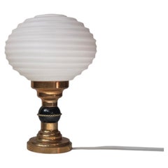 Scandinavian Art Deco Style Table Lamp in Bronze & Fluted Orb Glass