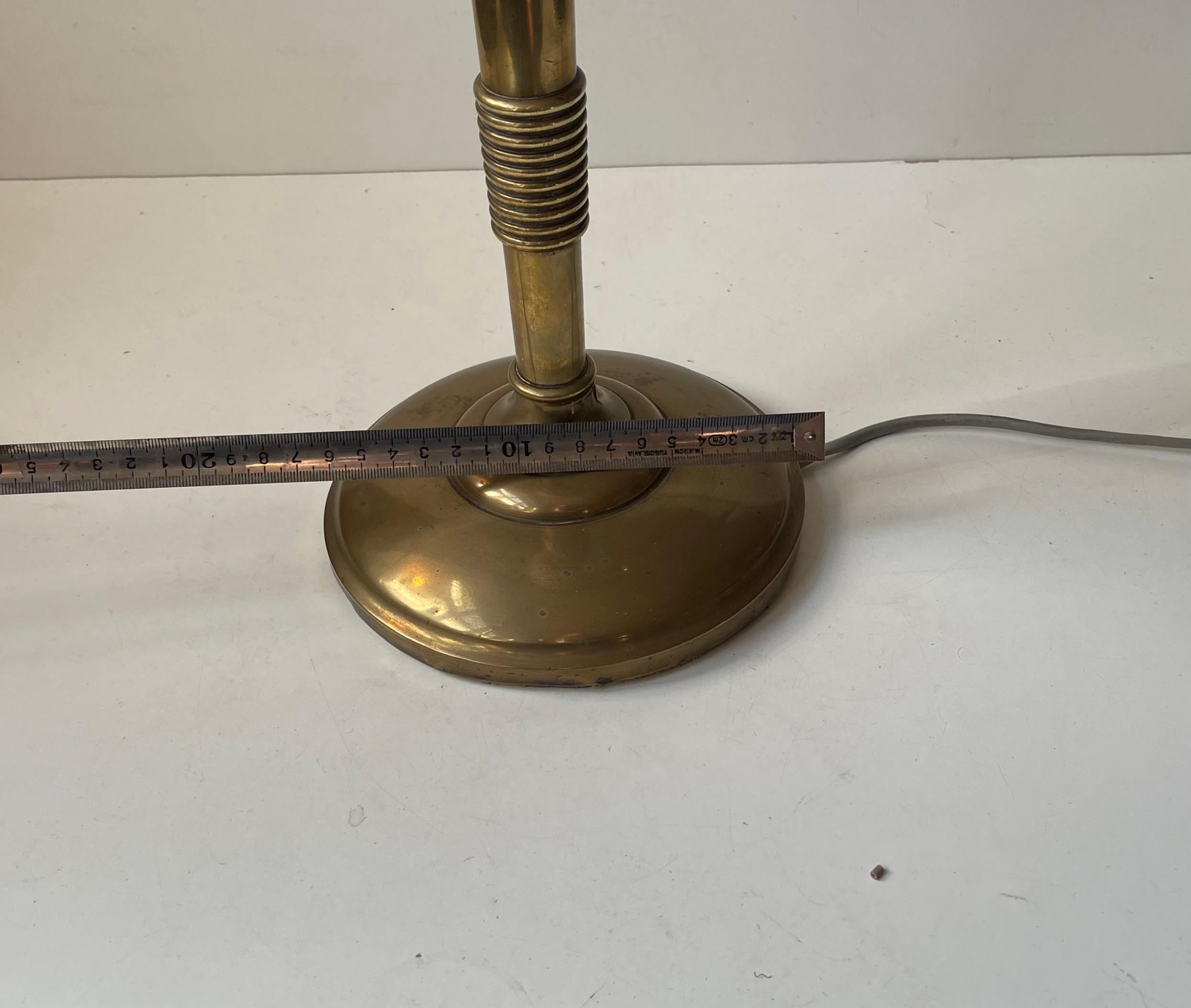 Scandinavian Art Deco Table Lamp in Bronze, Brass and Glass, 1940s For Sale 8