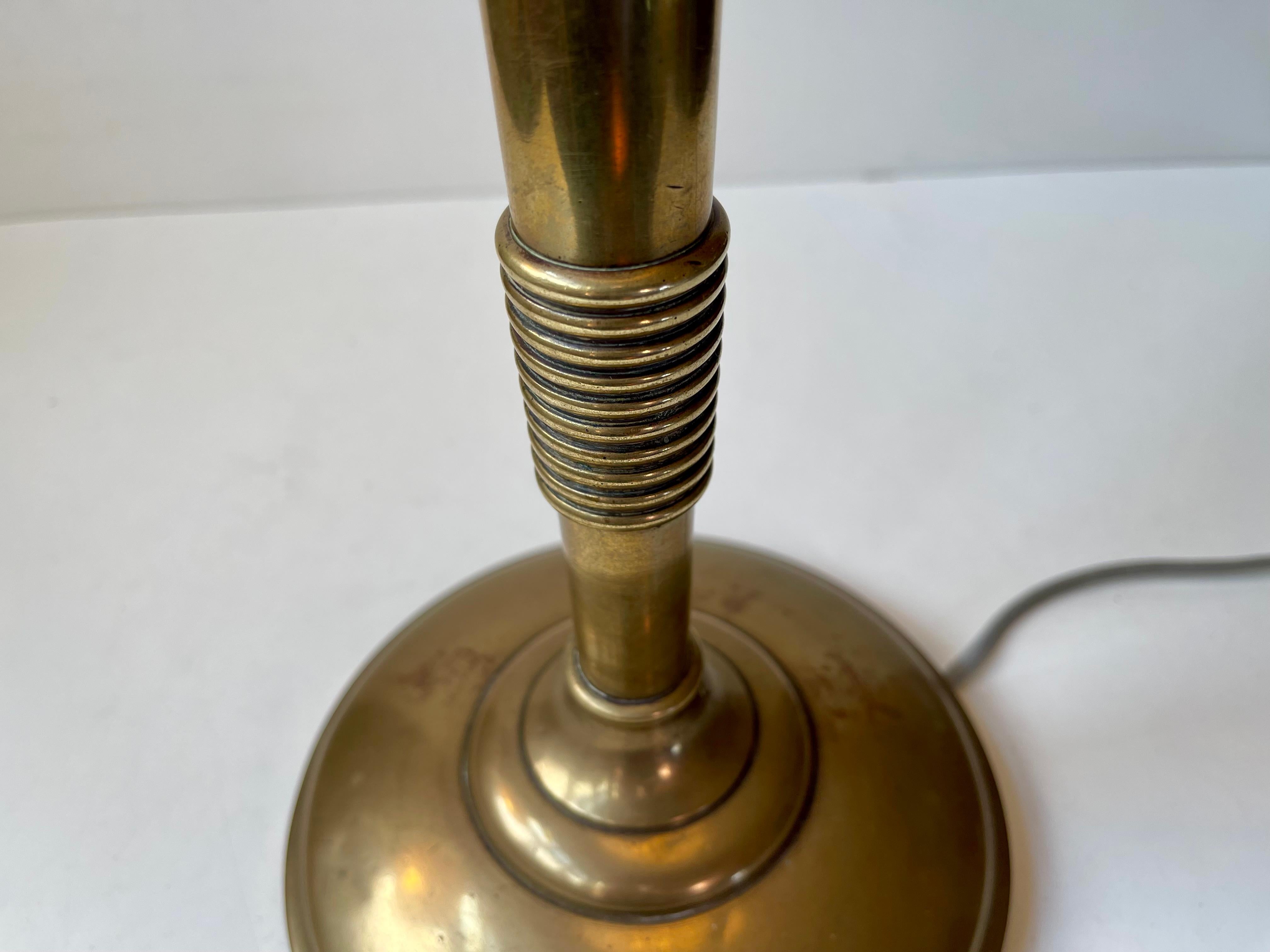 Scandinavian Art Deco Table Lamp in Bronze, Brass and Glass, 1940s For Sale 5