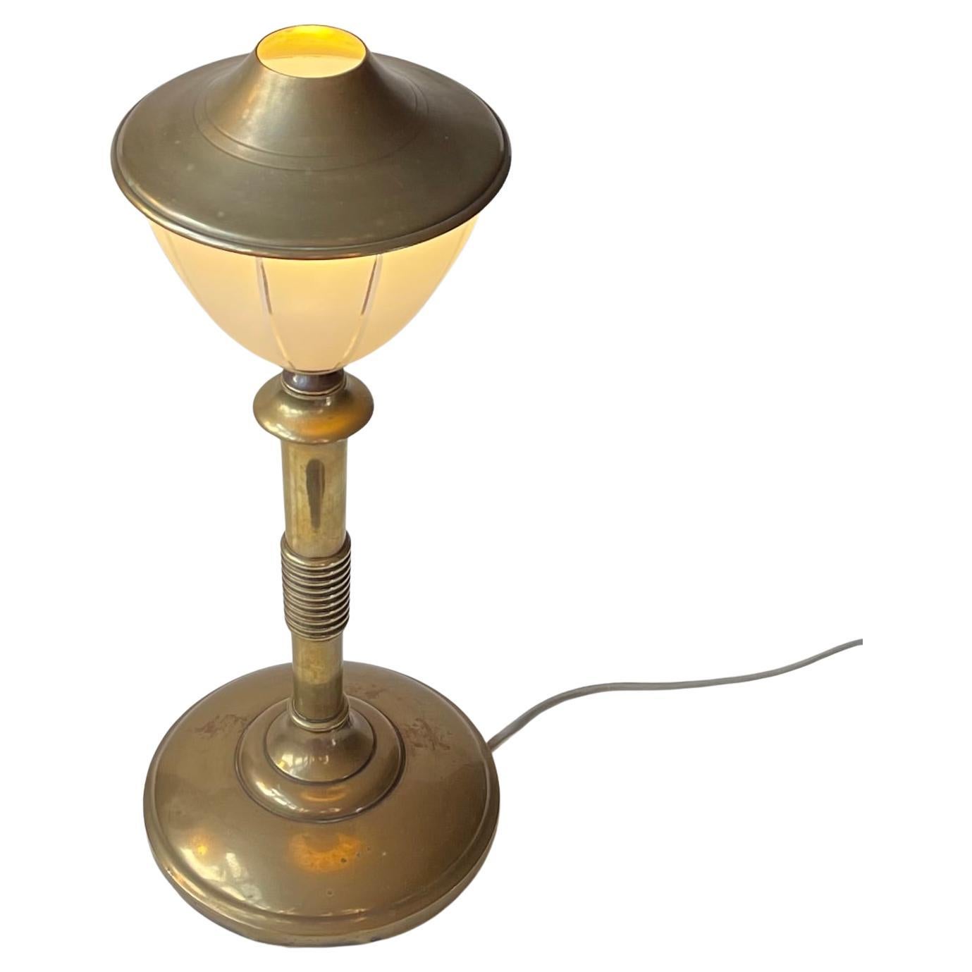 Scandinavian Art Deco Table Lamp in Bronze, Brass and Glass, 1940s For Sale