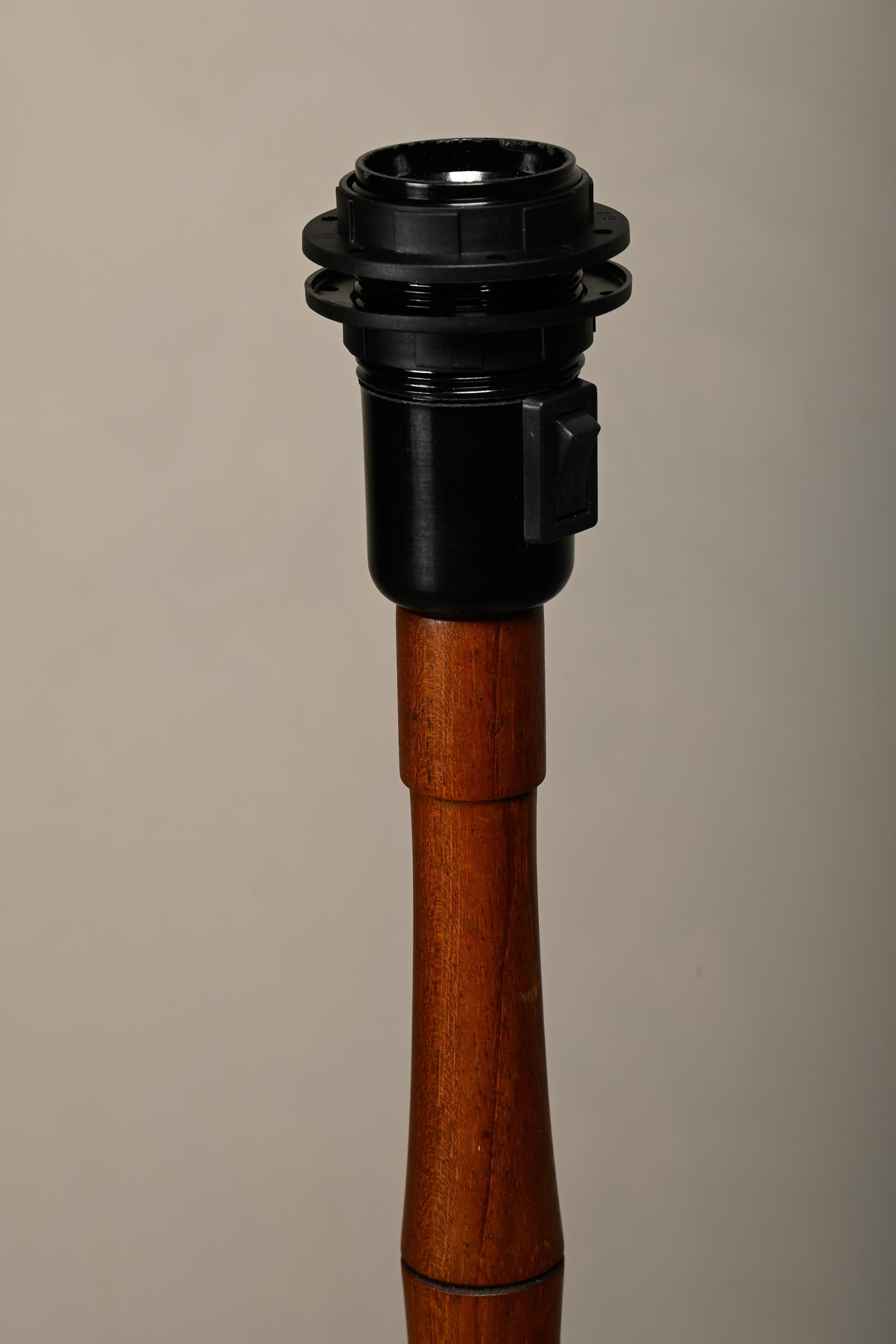 Cotton Scandinavian Art Deco Table Lamp in Teak, Denmark 1940s For Sale