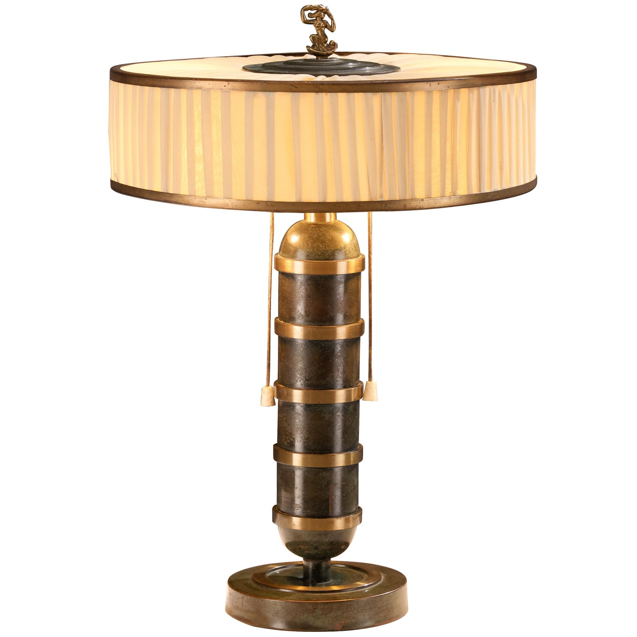 Lampe de table Art déco scandinave en laiton bronzé