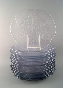 Verre d'art scandinave, 21 assiettes à couvercle soufflé à la bouche en verre d'art