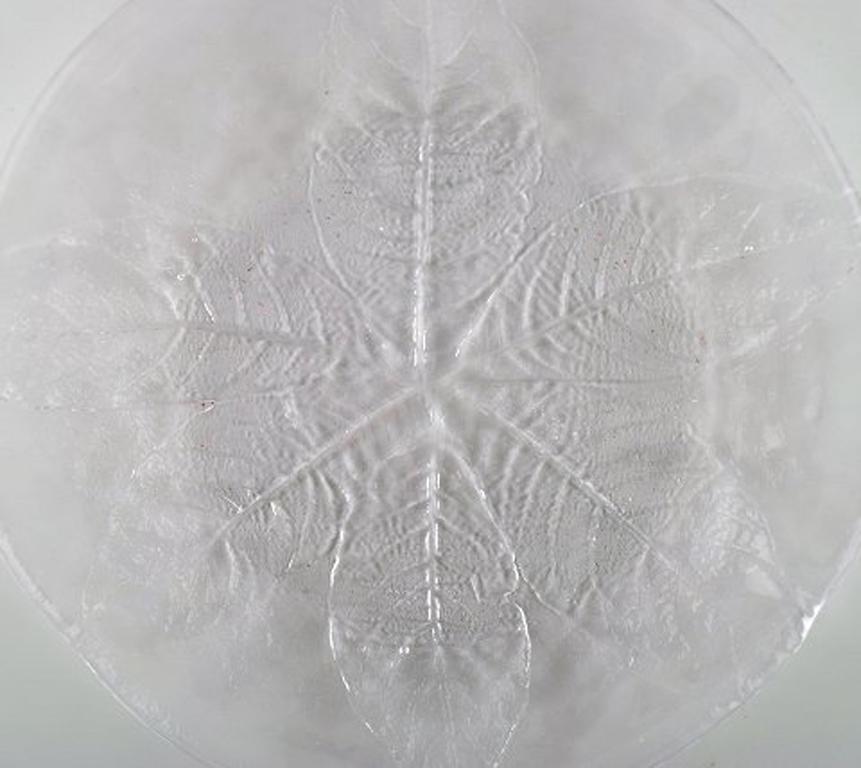 Scandinave moderne Verre d'art scandinave, 23 plats en verre soufflé à la bouche ornés de feuilles, années 1960 en vente