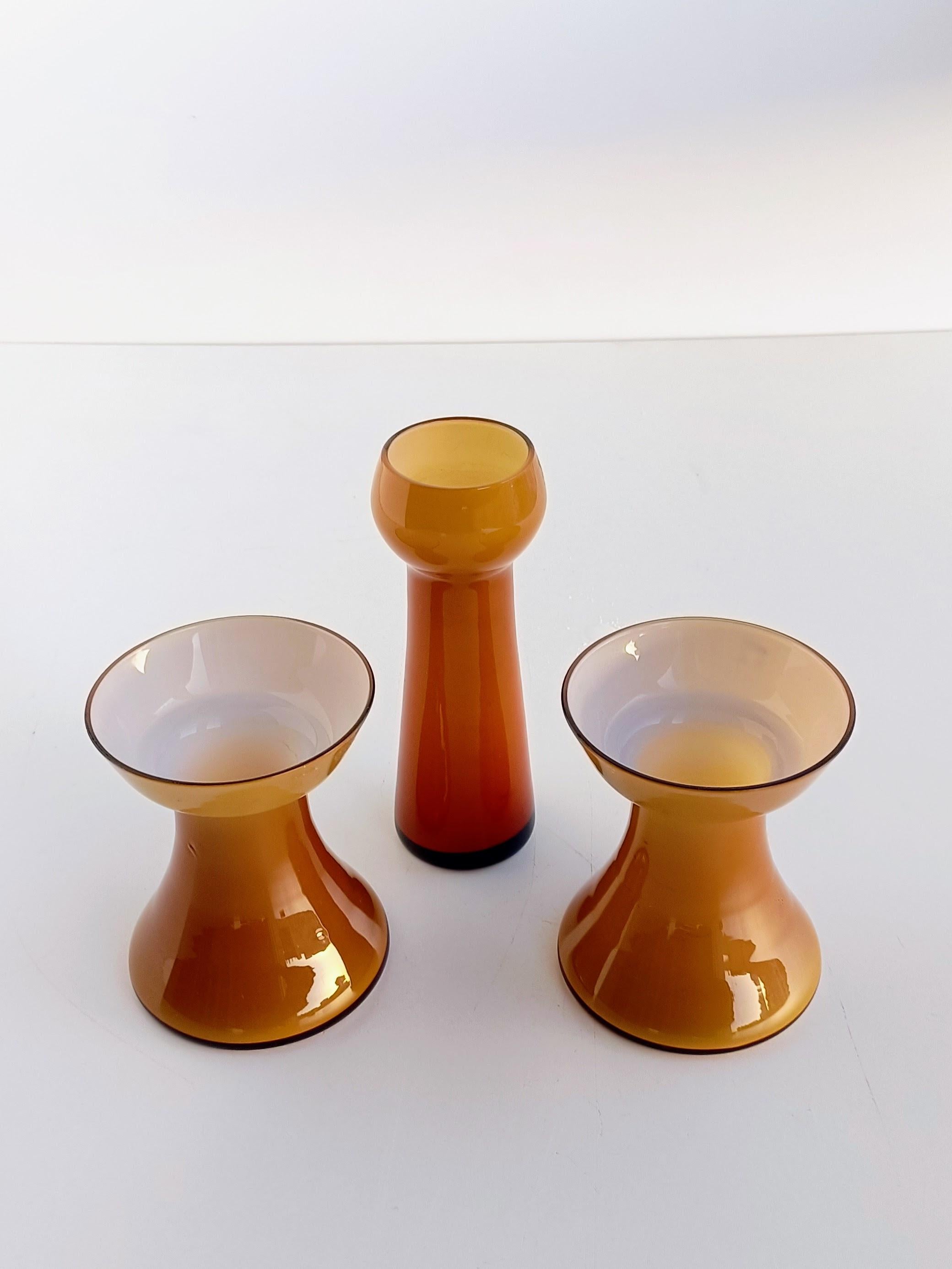 Art Glass Scandinavian Mid Century Alsterfors by Per Olof Ström Set of Candle Holders For Sale