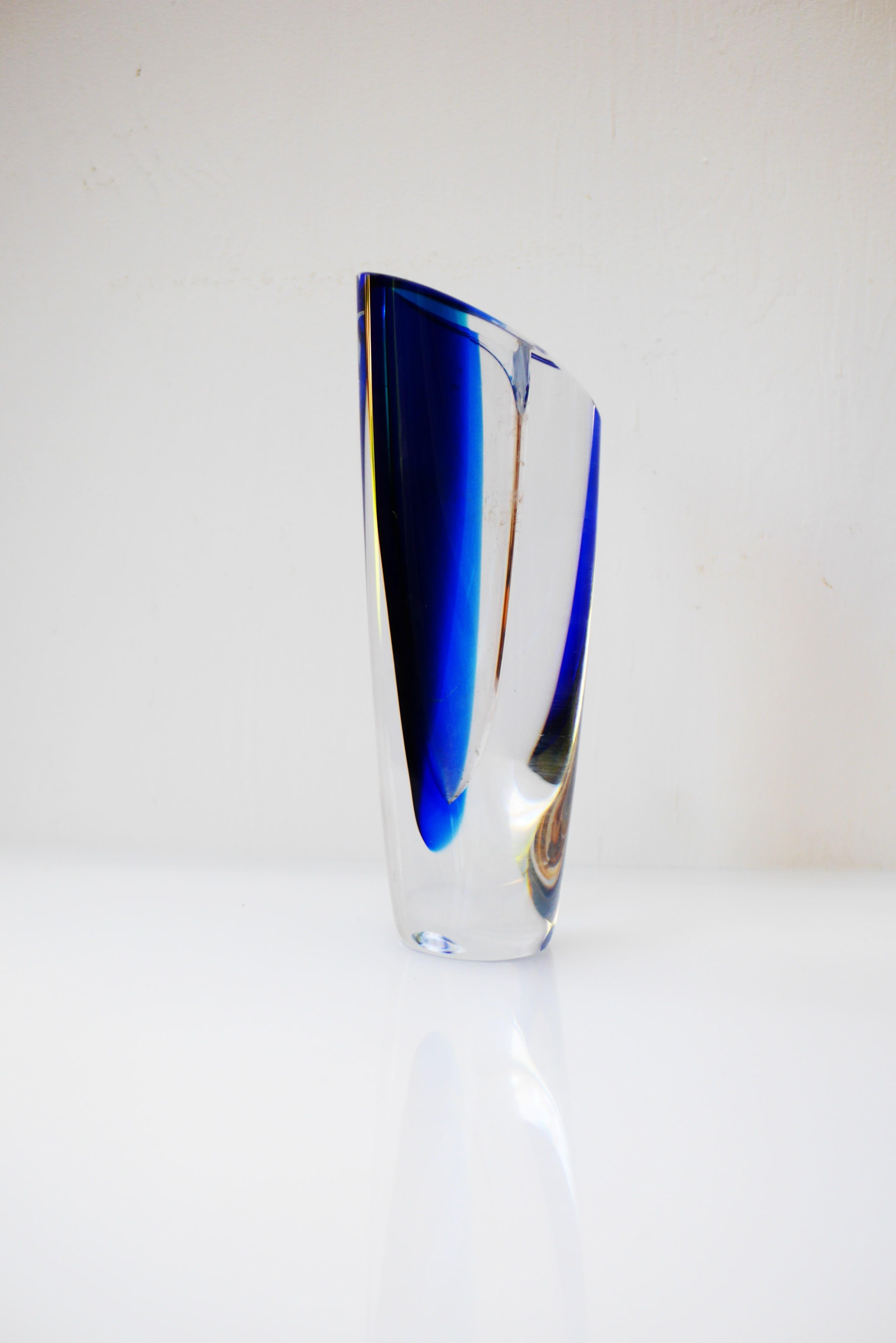 Vintage beautiful and rare sommerso art glass vase known as 