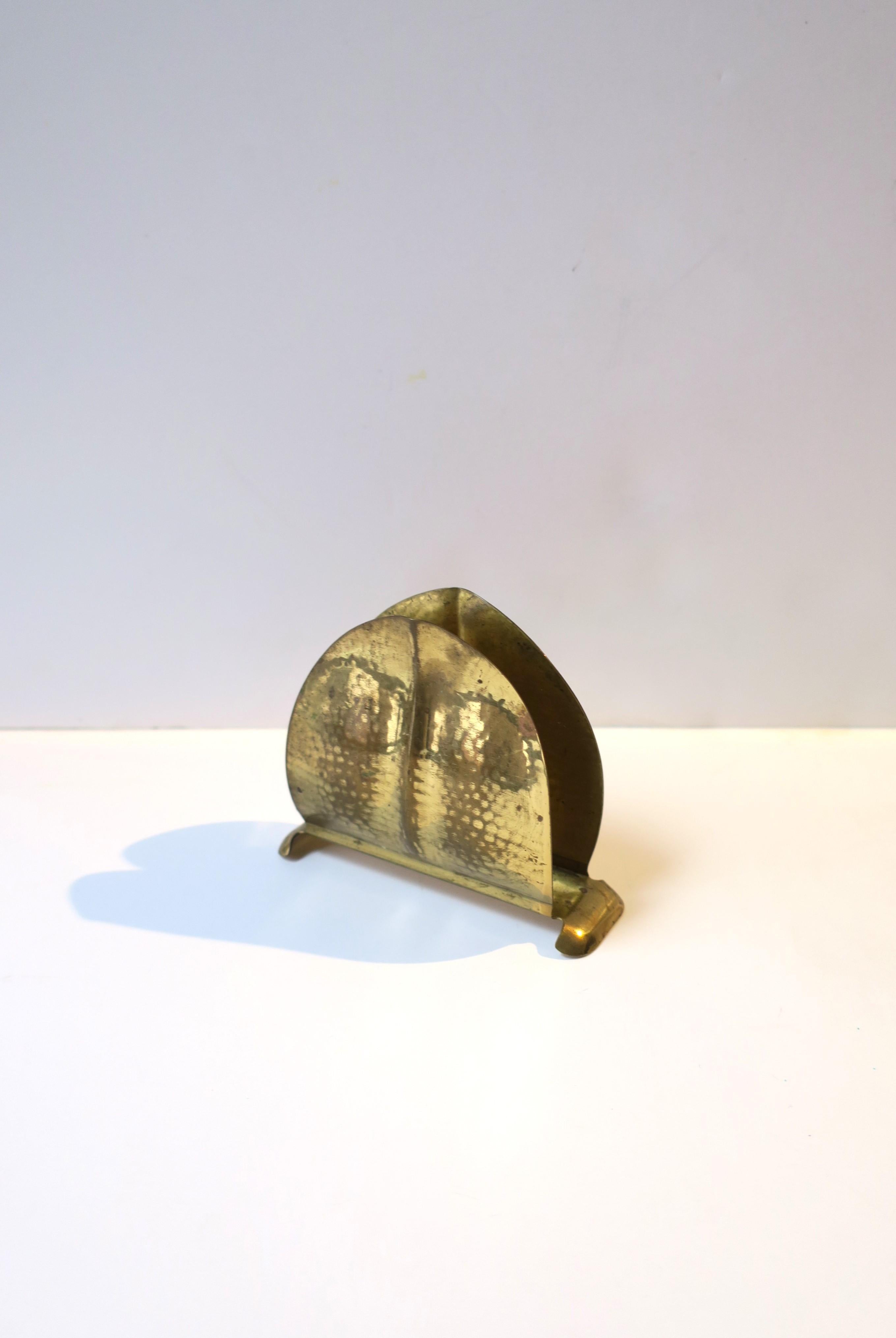 Swedish Scandinavian Art Nouveau Hammered Brass Desk Letter Holder from Sweden For Sale