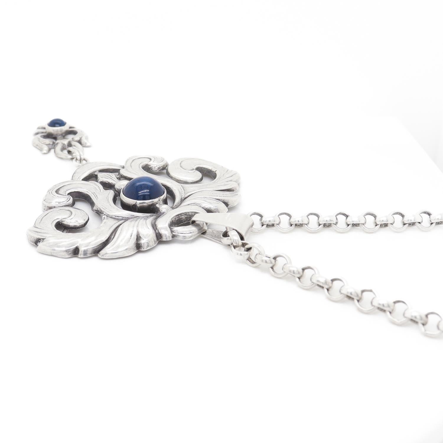 Collana con ciondolo in argento e lapis in stile Art Nouveau scandinavo in vendita 6