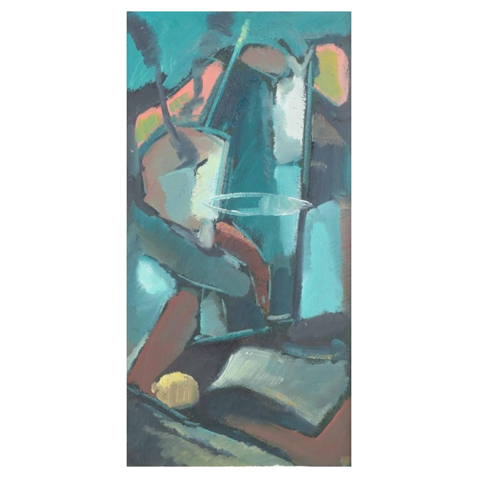 Artistics scandinaves. Composition abstraite. Huile sur planche. Ca. 1960s en vente