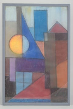 Artista scandinavo. Gesso su lavagna. Composizione geometrica astratta. Anni '60/70