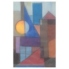 Artista scandinavo. Gesso su lavagna. Composizione geometrica astratta. Anni '60/70