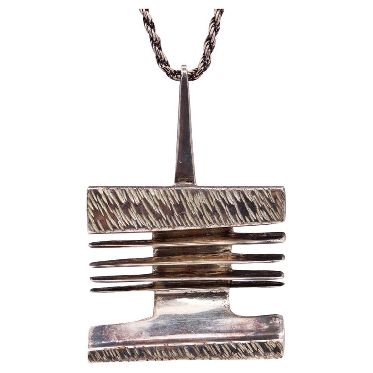Collier Pendentif Sculptural Vintage Vers 1970 - Bijou D'artiste - OCCASION