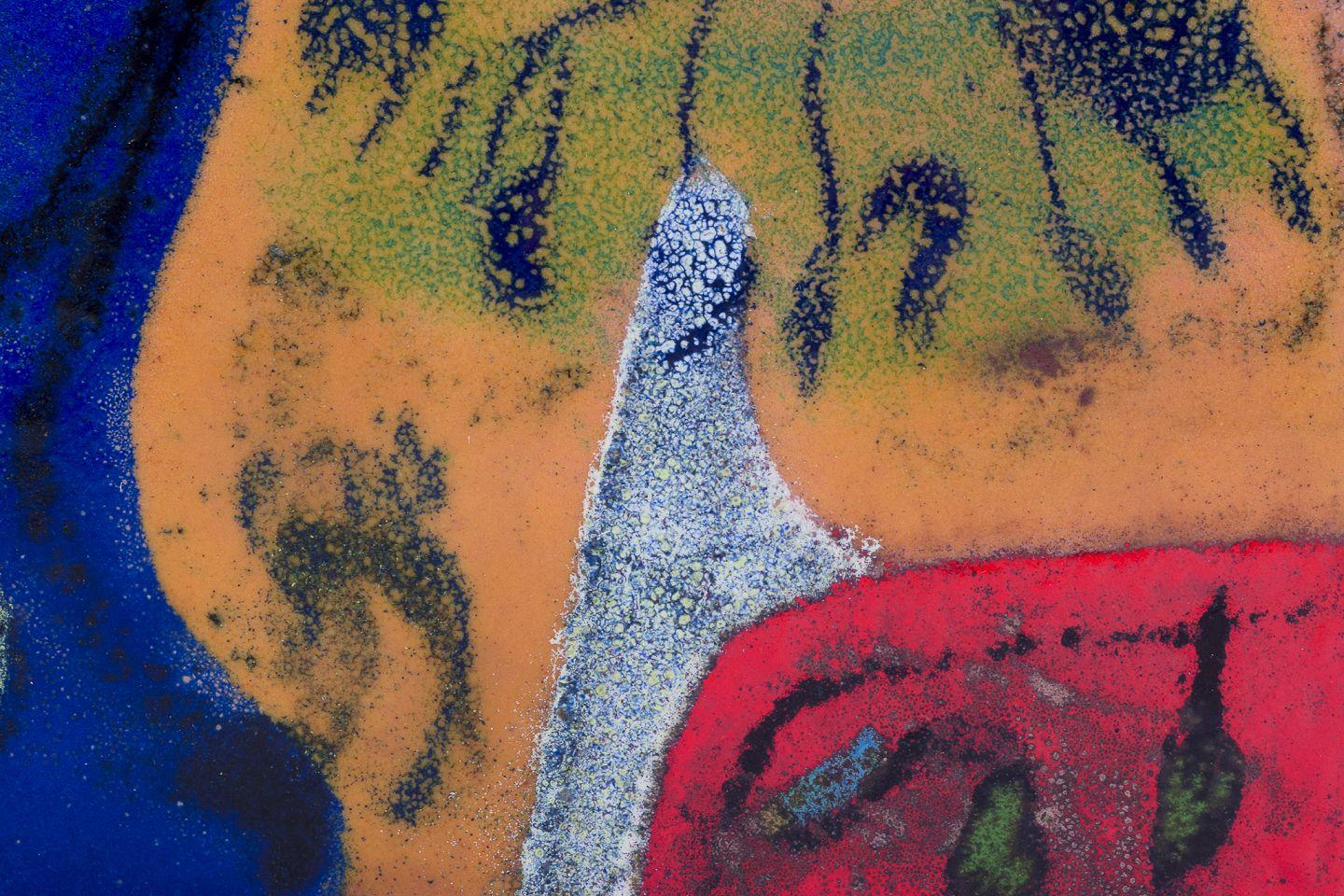 Enameled Scandinavian artist. Multicoloured abstract composition, enamel work. For Sale