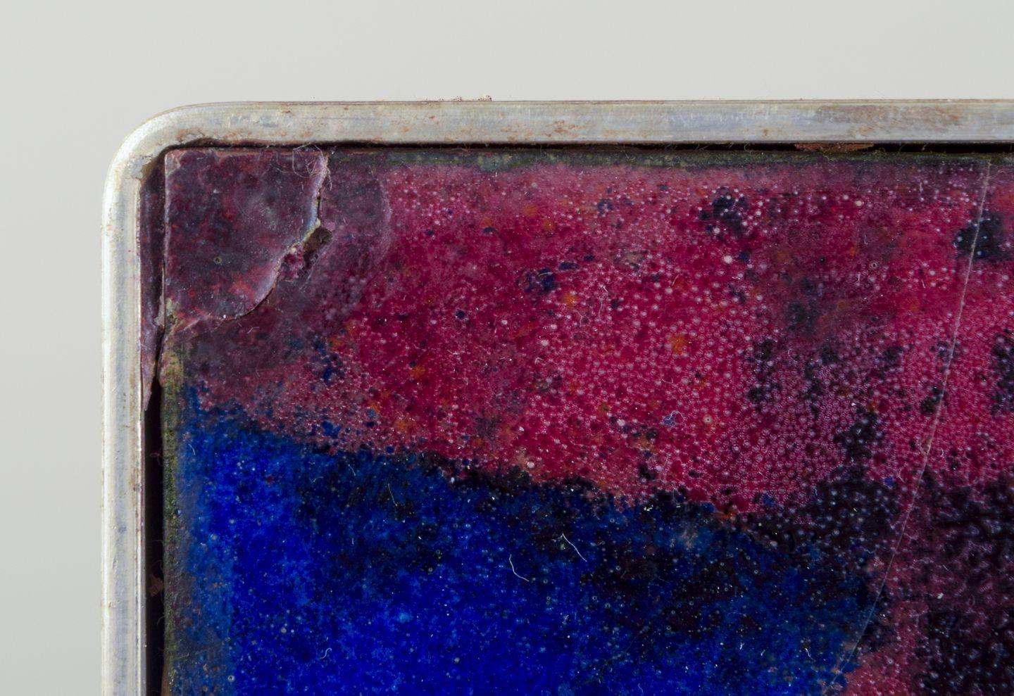 Copper Scandinavian artist. Multicoloured abstract composition, enamel work. For Sale