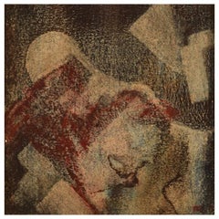 Scandinavian Artist, Oil Crayon on Paper, "Extra Celeste", Abstract Composition