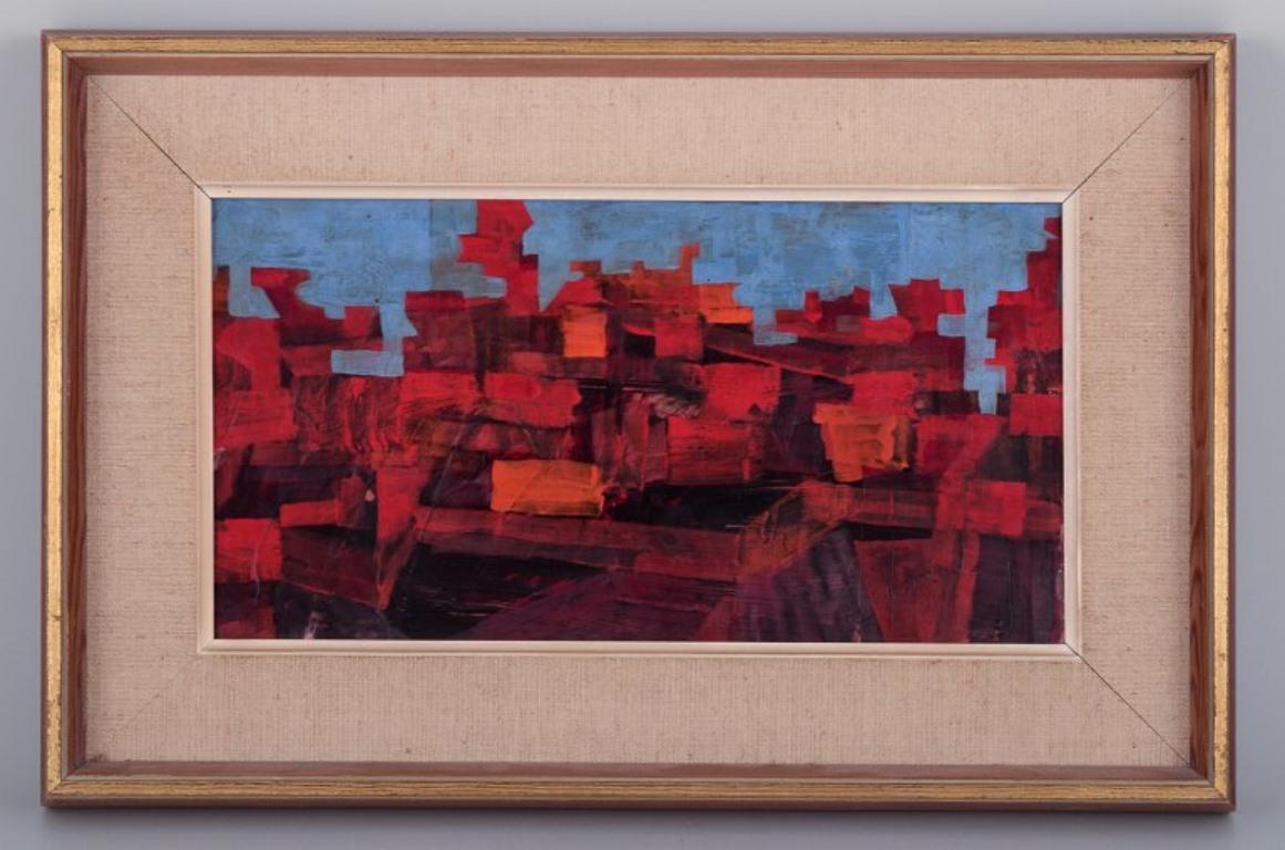 Skandinavischer Künstler.
Öl auf Karton. Abstrakte Zusammensetzung.
Aus den 1960er/70er Jahren.
In ausgezeichnetem Zustand.
Nicht unterzeichnet.
Sichtbare Abmessungen: 31,0 cm x 16,0 cm.
Gesamtabmessungen: 44,0 cm x 29,0 cm.
