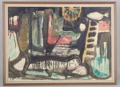 Artista scandinavo. Olio su tavola. Composizione astratta. Metà del XX secolo.