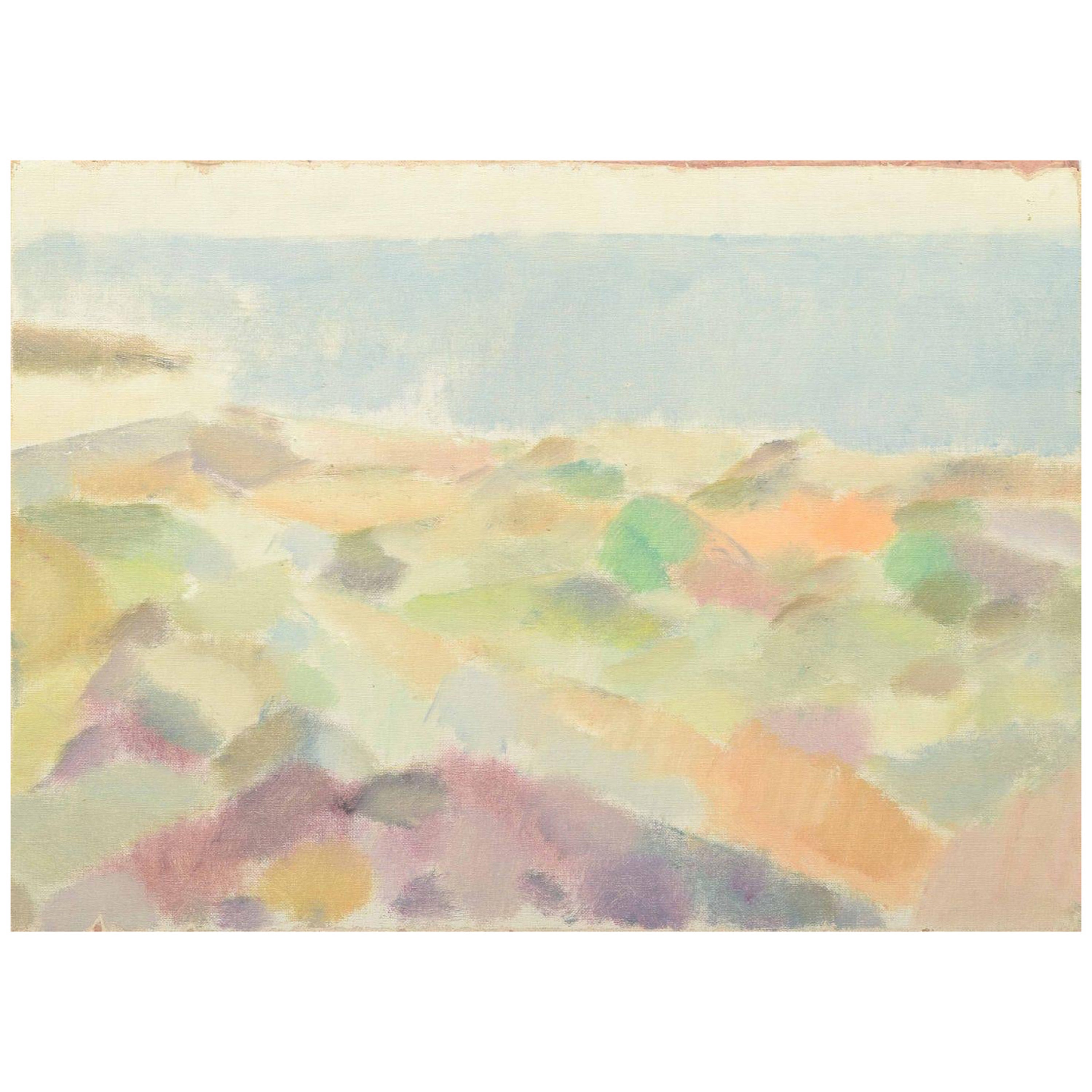 Scandinavian artist. Oil on board. Landscape composition. 20th C.
