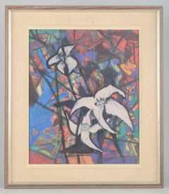 Scandinavian artist. Oil on canvas. Colorful abstract composition, 1971
