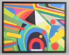 Scandinavian artist. Oil on canvas. Colorful geometric composition. 1970s
