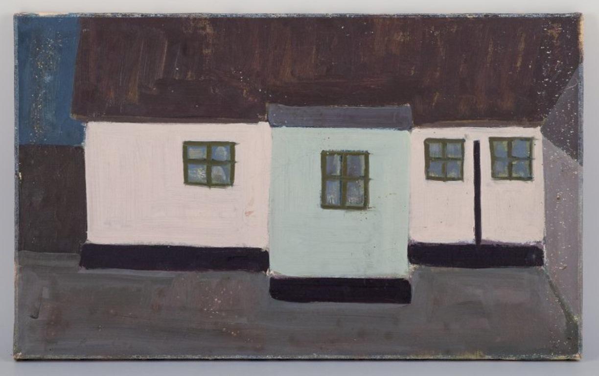 Scandinavian artist.
Oil on canvas.
House in modernist style.
From the 1960s/70s.
In good condition with signs of use.
Not signed.
Dimensions: 65.0 cm x 39.4 cm.