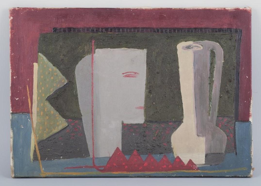 Scandinavian artist. Oil on canvas. Still life in cubist style.
Approximately from the 1960s.
In excellent condition with a few minimal flakes.
Not signed.
Dimensions: W 50.0 cm x H 35.0 cm.