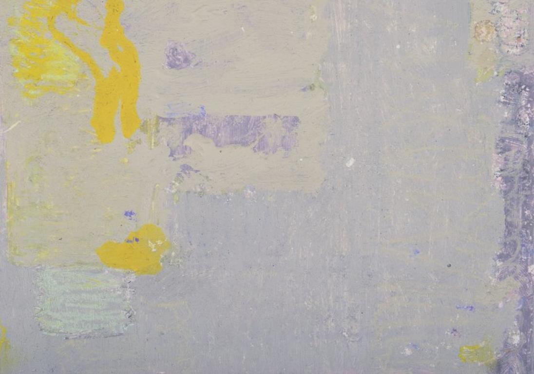 Contemporary Scandinavian artist. Oil on cardboard. Abstract composition. For Sale