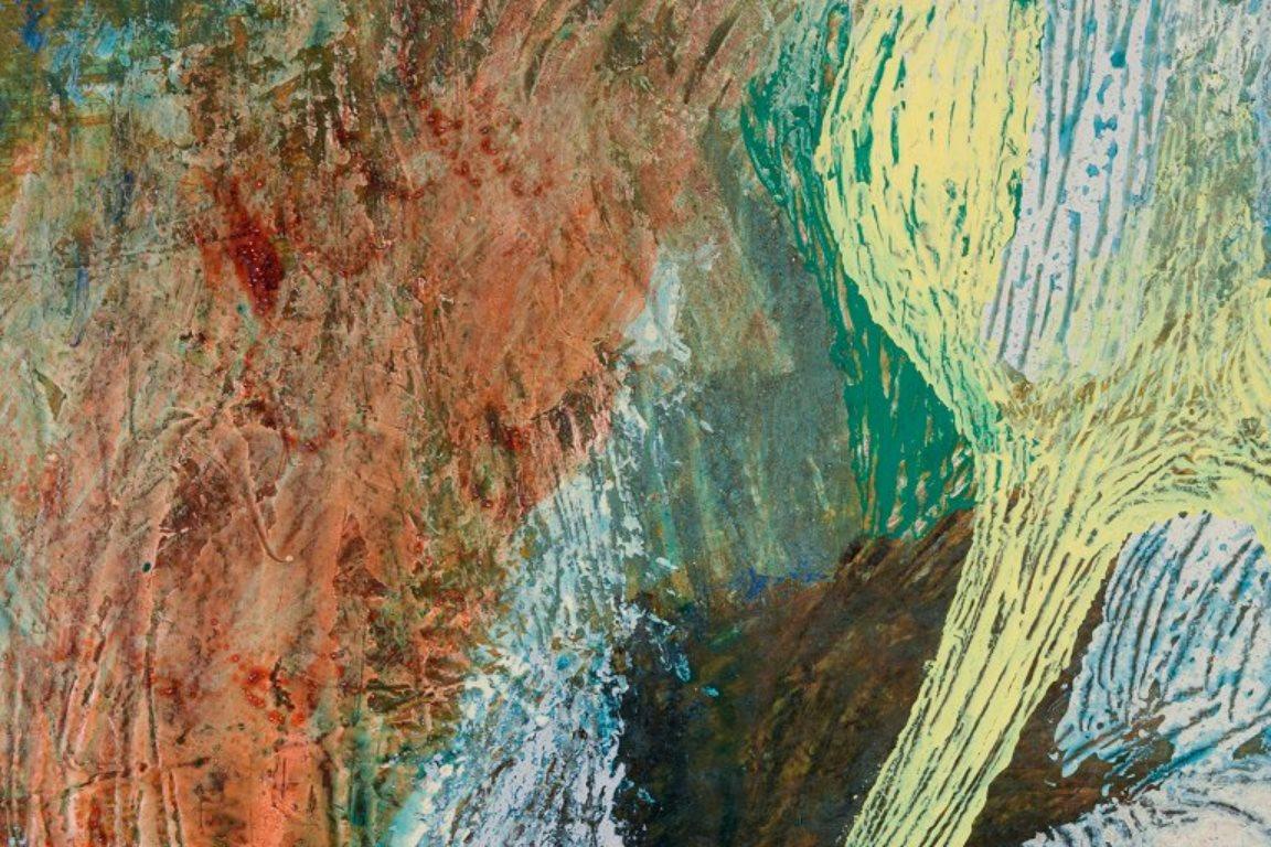 Autre Artistics scandinaves. Huile sur panneau. composition abstraite avec une palette colorée en vente