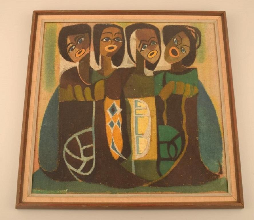 Scandinavian artist. Oil on textile. Singing women. Mid-20th century.
Measures: 45 x 44 cm.
The frame measures: 3.5 cm.
Indistinctly signed.
In excellent condition.
