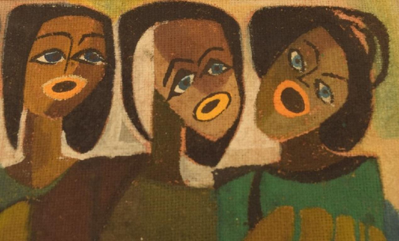 Other Scandinavian Artist, Oil on Textile, Singing Women, Mid-20th Century