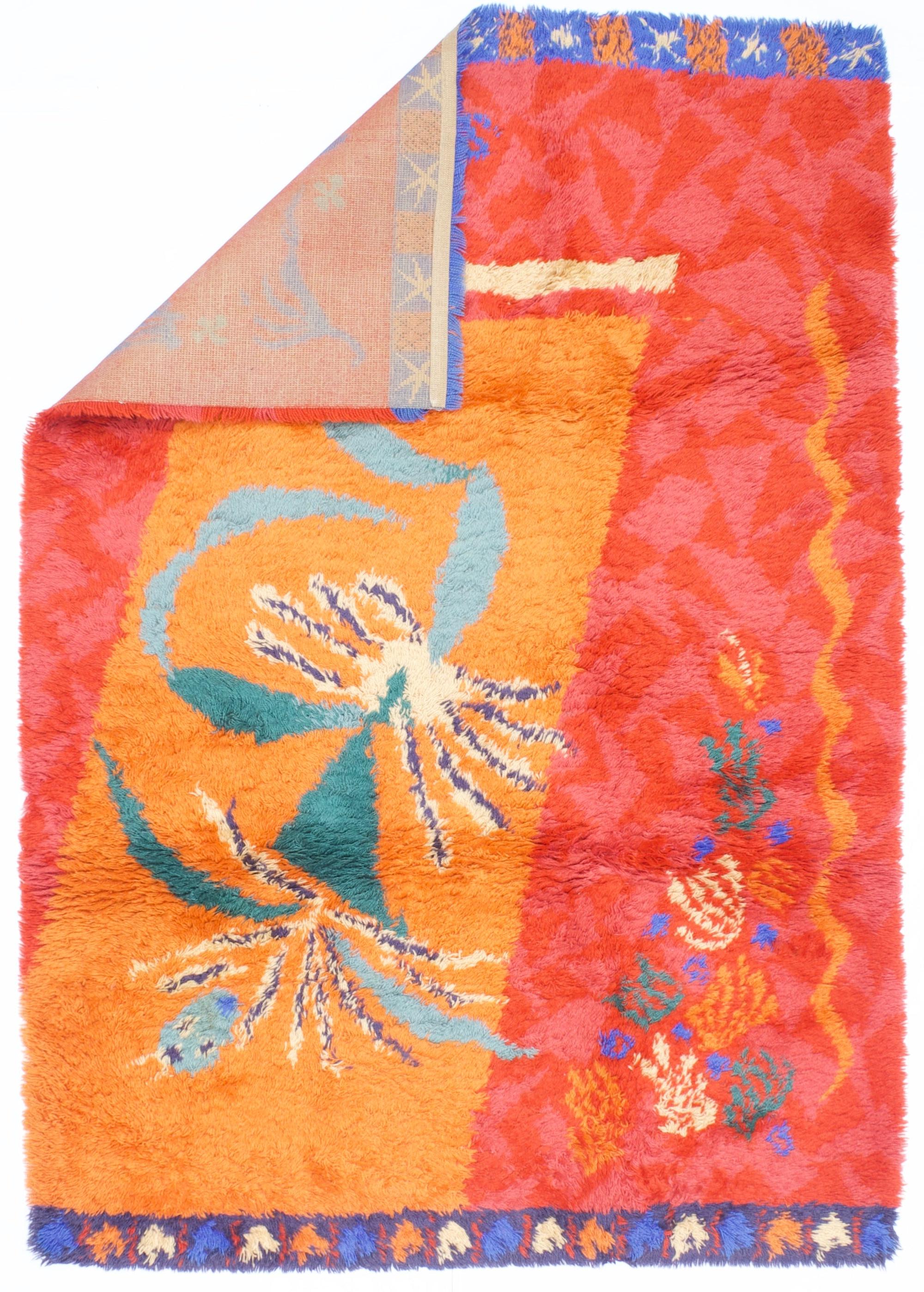 Scandinavian Artistic Mid Century Wool Rug 5’7