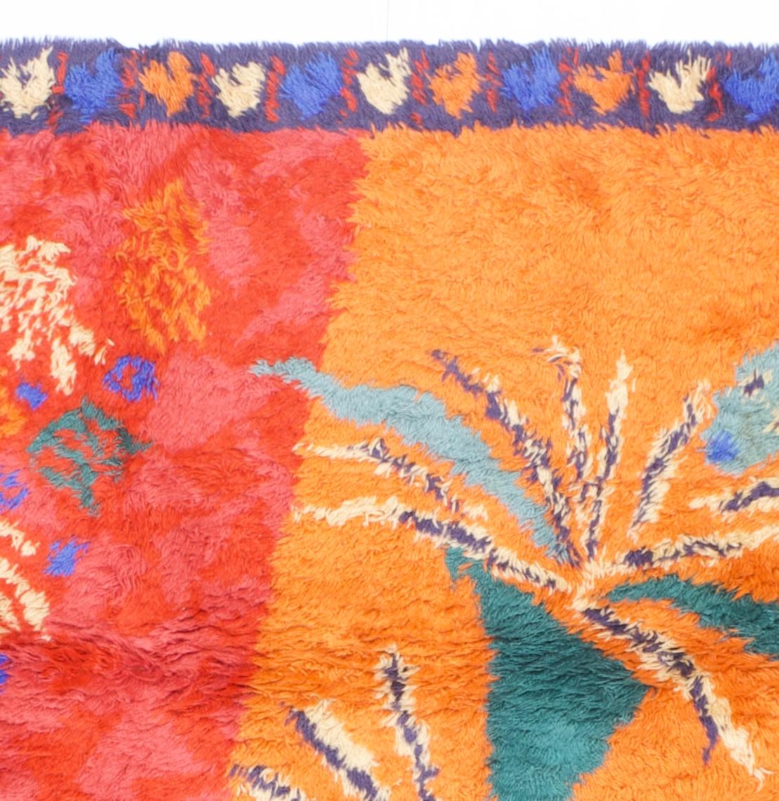 20th Century Scandinavian Artistic Mid Century Wool Rug 5’7