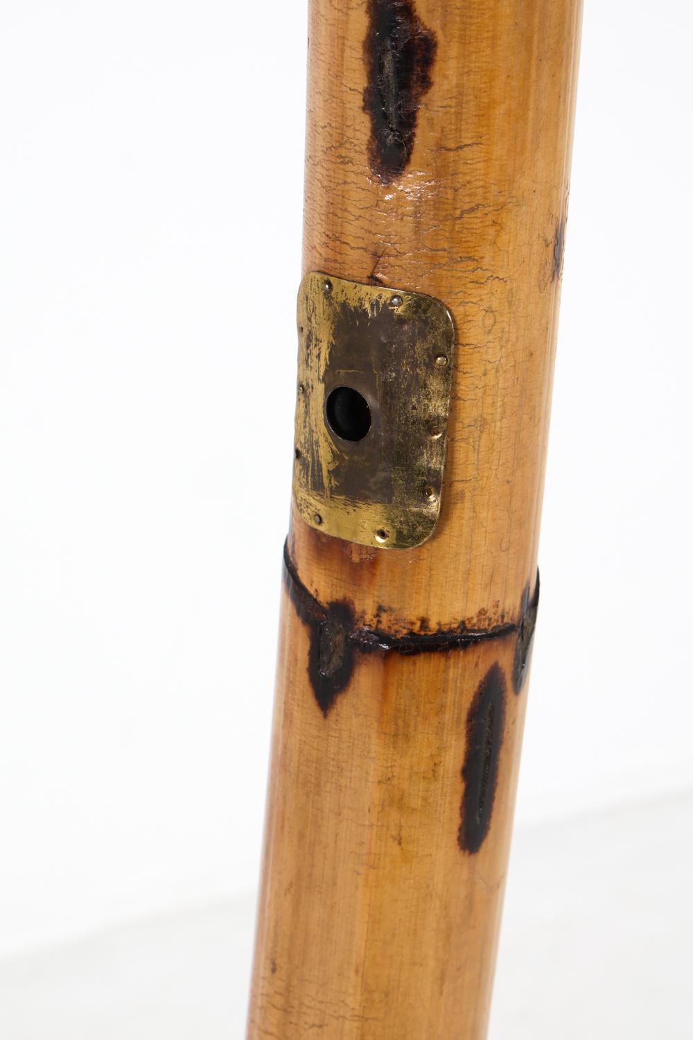 Lampadaire arc scandinave en bambou et rotin, circa 1960s en vente 1
