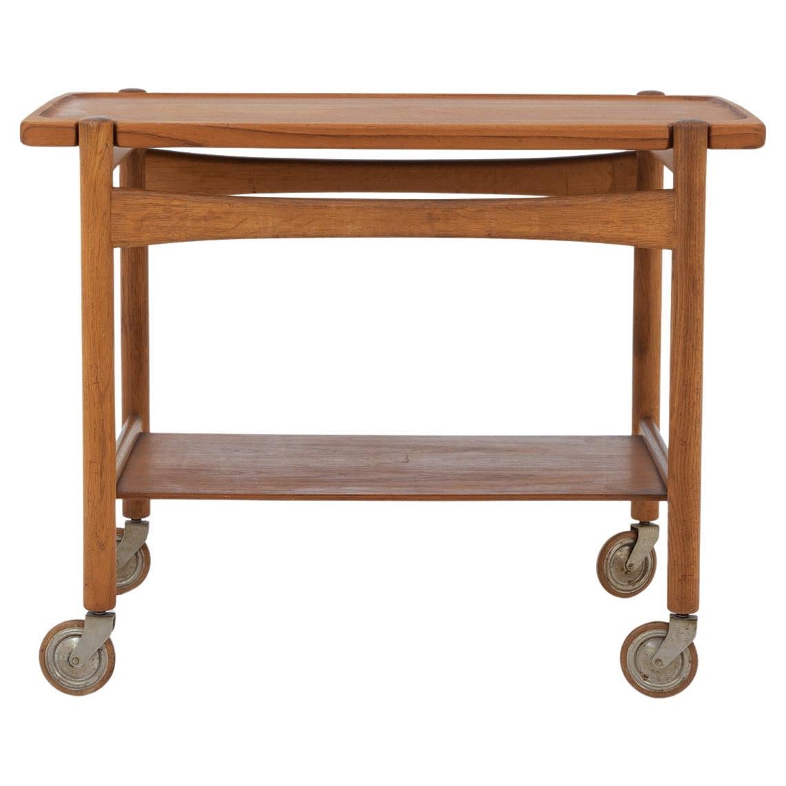 Scandinavian Bar Cart in Teak and Oak by Hans J. Wegner For Sale