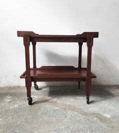 Scandinavian Bar Cart or Trolley in Mahogany Wood with Removable Tray, 1950s