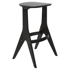 Scandinavian Bar Stool 'Lavitta' 75 by Poiat, Black Oak