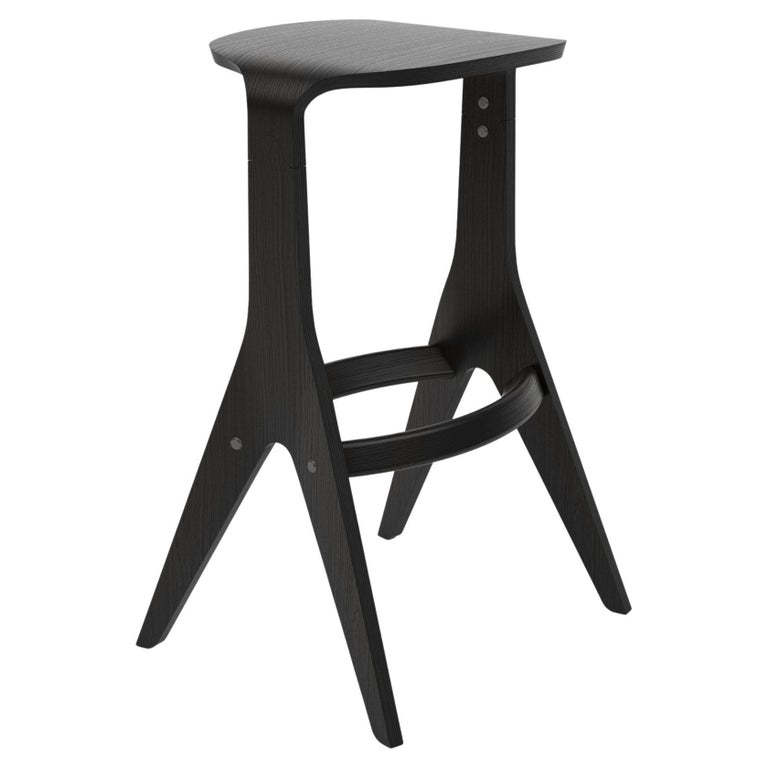 Scandinavian Bar Stool 'Lavitta' 75 by Poiat, Black Oak For Sale at 1stDibs