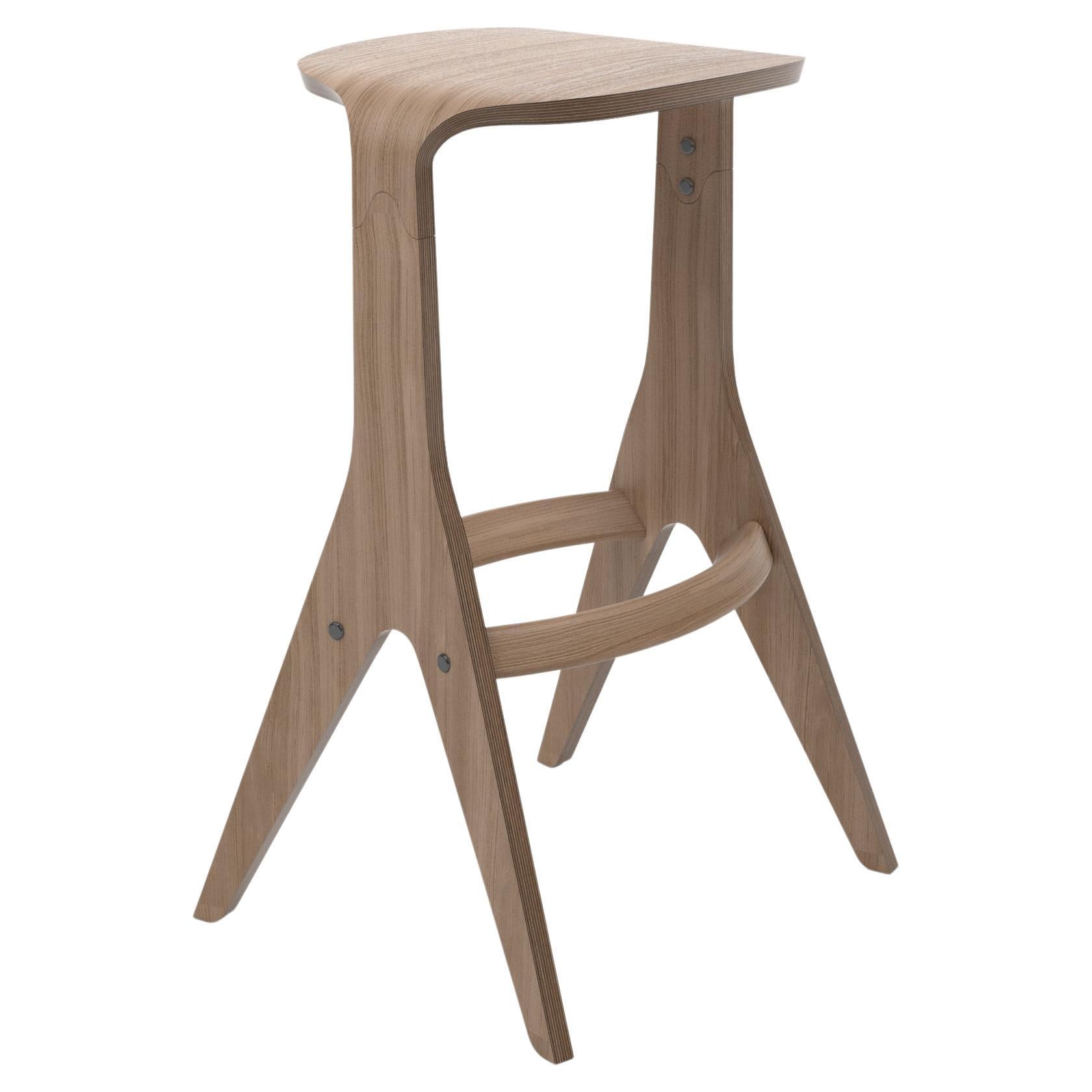 Tabouret de bar scandinave « Lavitta » 75 par Poiat, chêne foncé